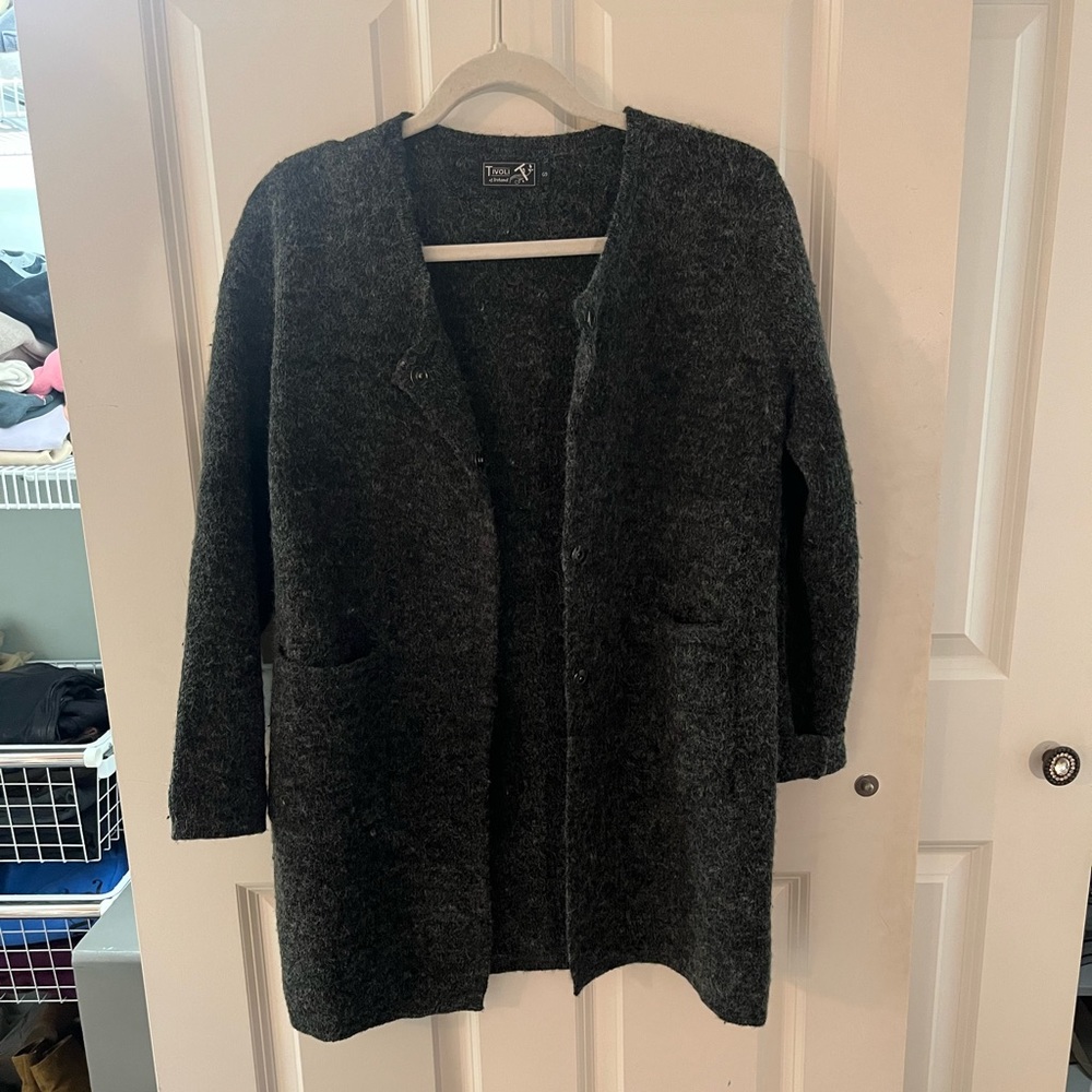 Tivoli of Ireland Wool Dark Grey Sweater Coat size S FROM IRELAND